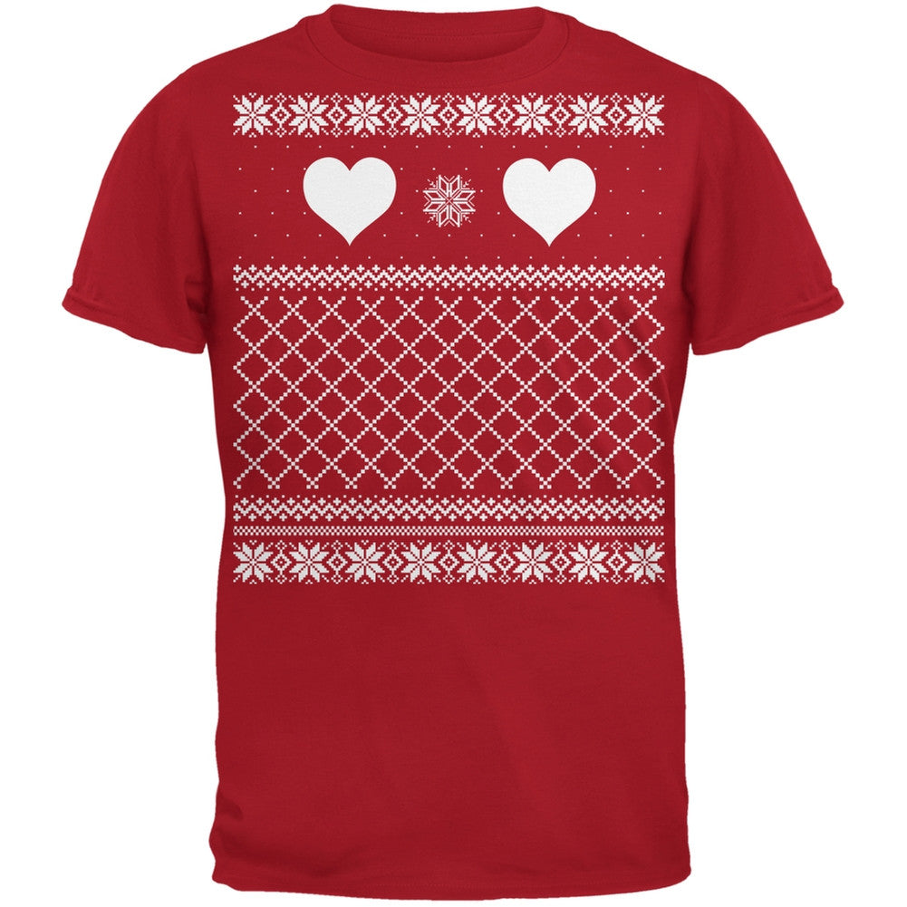 Valentine Heart Ugly Valentine Sweater Red Adult T-Shirt Men's T-Shirts Old Glory 2XL Red 