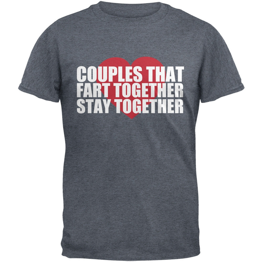 Valentine's Day Couples That Fart Together Dark Heather Grey Adult T-Shirt Men's T-Shirts Old Glory 2XL Grey 