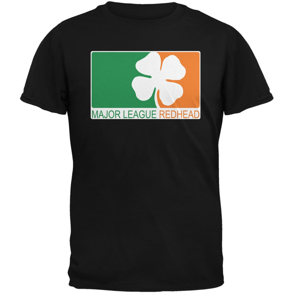 St. Patricks Day - Major League Redhead Black Adult T-Shirt Men's T-Shirts Old Glory   