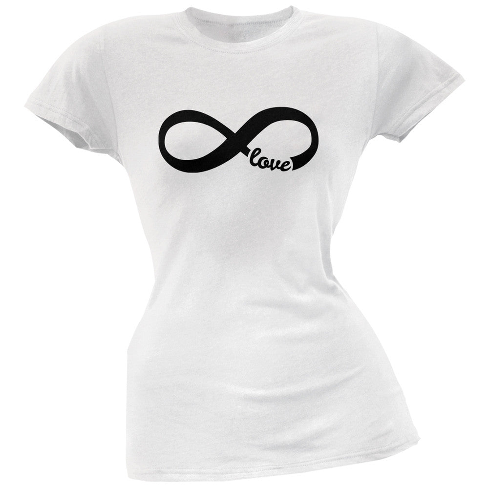 Valentine's Day Infinity Symbol White Soft Juniors T-Shirt Juniors T-Shirts Old Glory   