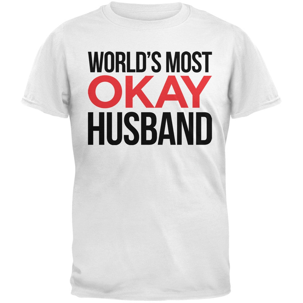 World's Most Okay Husband Black Mens T-Shirt Men's T-Shirts Old Glory   