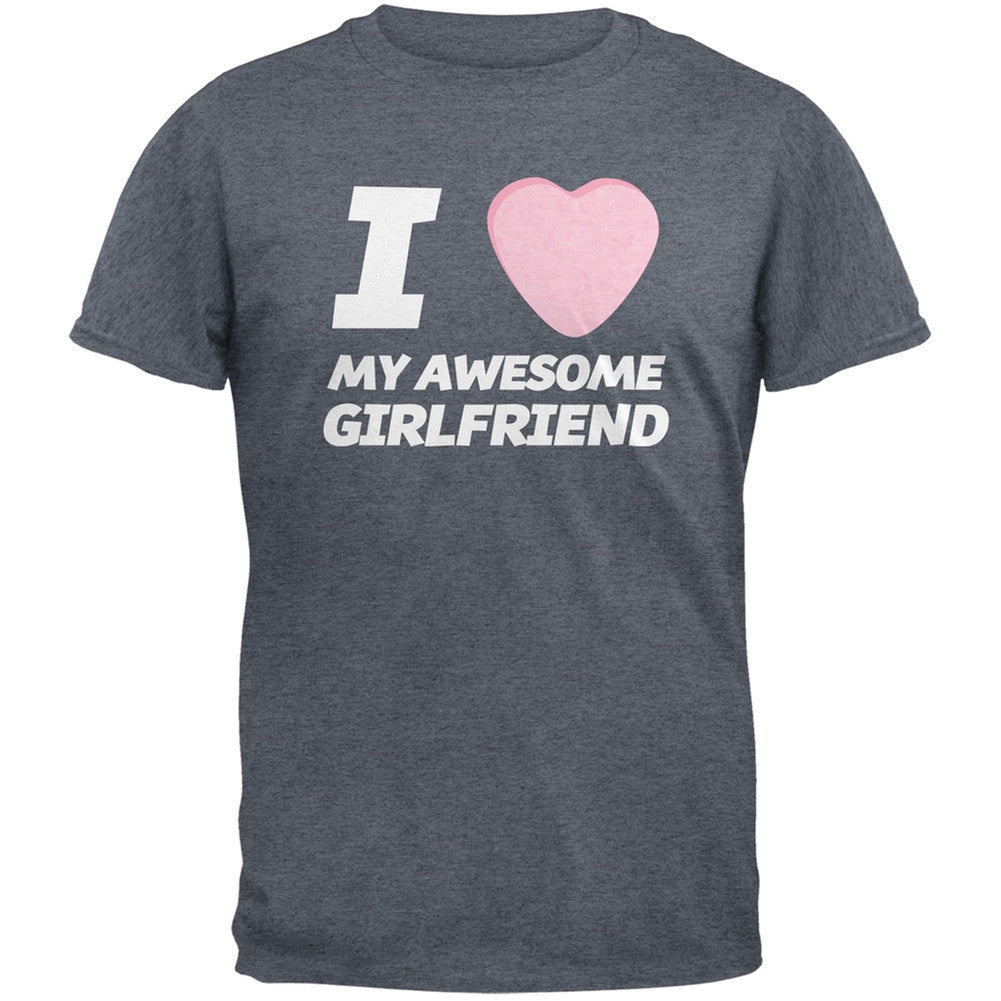 I Love My Awesome Girlfriend Candy Heart Black Adult T-Shirt Men's T-Shirts Old Glory   