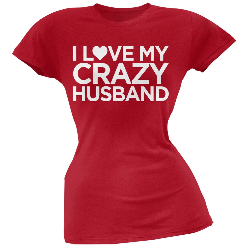 I Love My Crazy Husband Black Soft Juniors T-Shirt Juniors T-Shirts Old Glory   