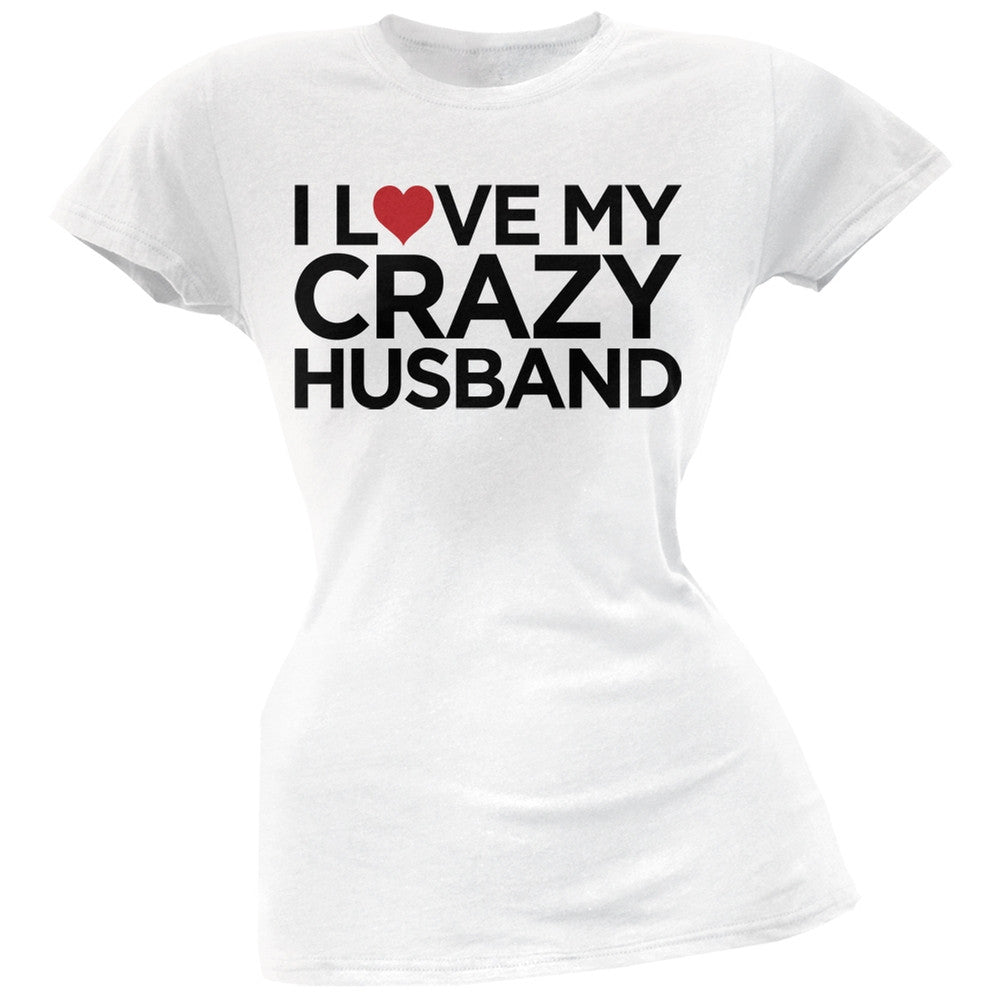 I Love My Crazy Husband Black Soft Juniors T-Shirt Juniors T-Shirts Old Glory   