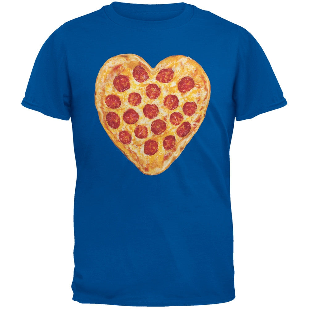 Pepperoni Pizza Heart Blue Adult T-Shirt Men's T-Shirts Old Glory 2XL Blue 