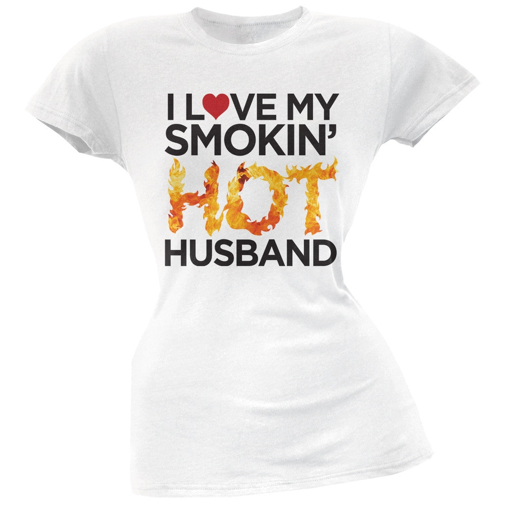 Valentine's Day Smokin Hot Husband Black Soft Juniors T-Shirt Juniors T-Shirts Old Glory   