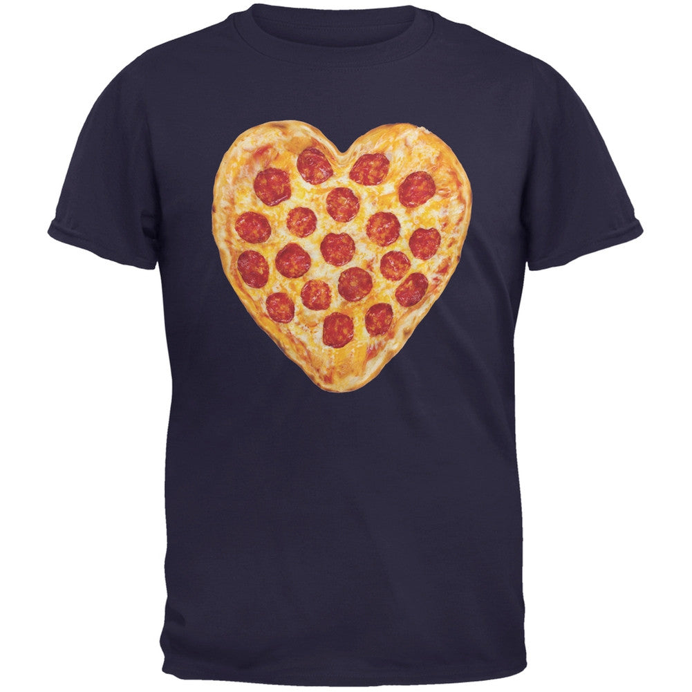 Pepperoni Pizza Heart Navy Adult T-Shirt Men's T-Shirts Old Glory 2XL Blue 