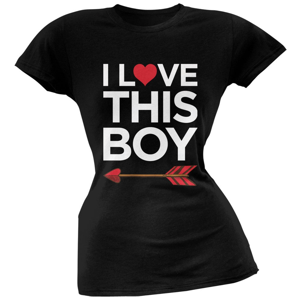 I Love This Boy Black Soft Juniors T-Shirt Juniors T-Shirts Old Glory   