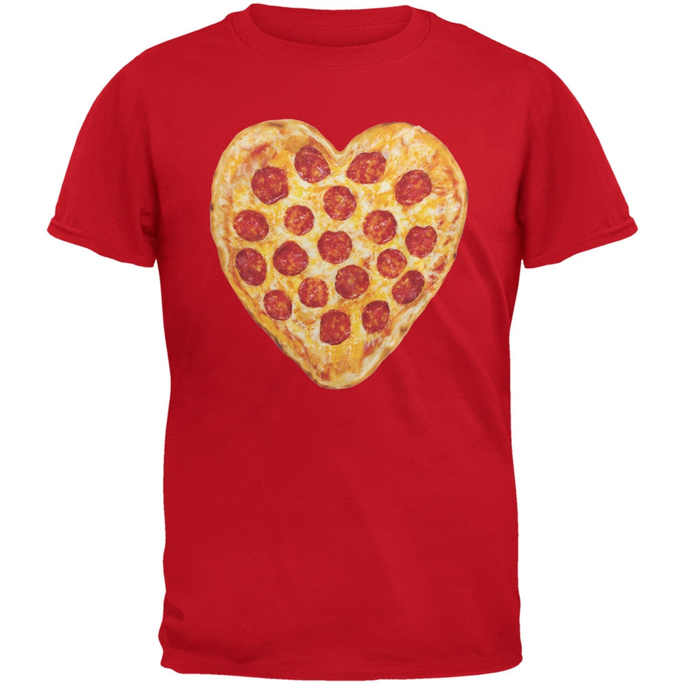 Pepperoni Pizza Heart Red Adult T-Shirt Men's T-Shirts Old Glory 2XL Red 