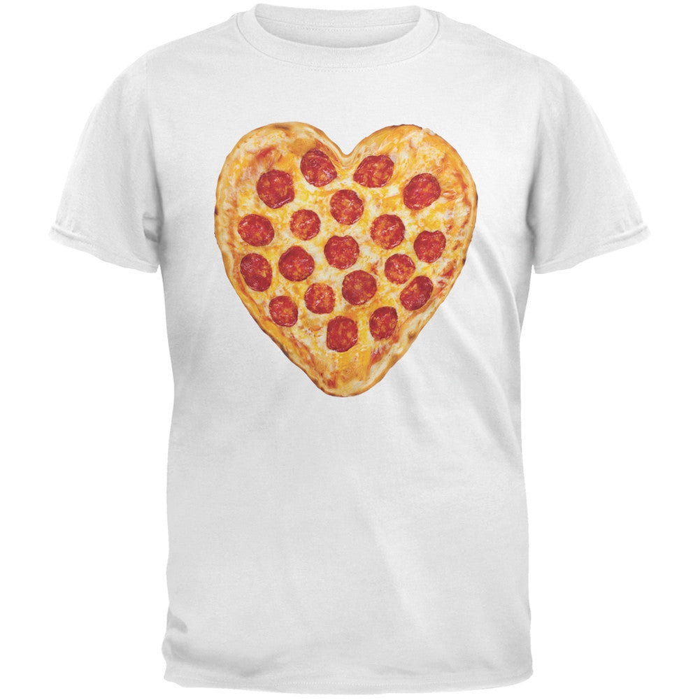 Pepperoni Pizza Heart White Adult T-Shirt Men's T-Shirts Old Glory 2XL White 