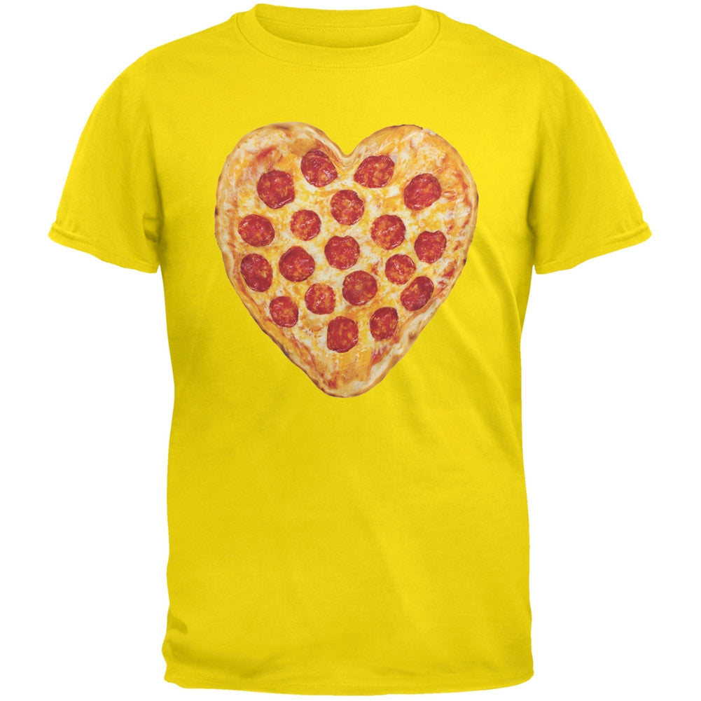 Pepperoni Pizza Heart Yellow Adult T-Shirt Men's T-Shirts Old Glory 2XL Yellow 