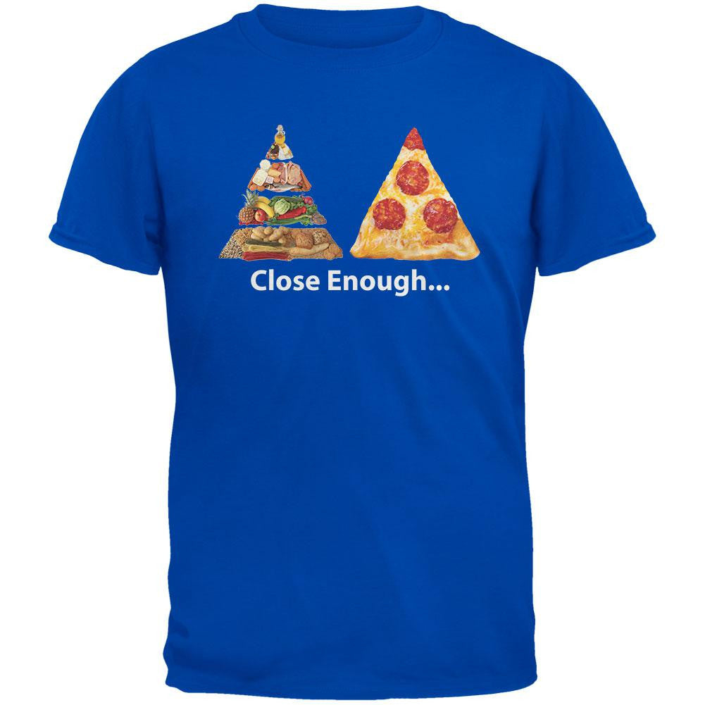 Close Enough Food Pyramid And Pizza Blue Adult T-Shirt Men's T-Shirts Old Glory 2XL Blue 