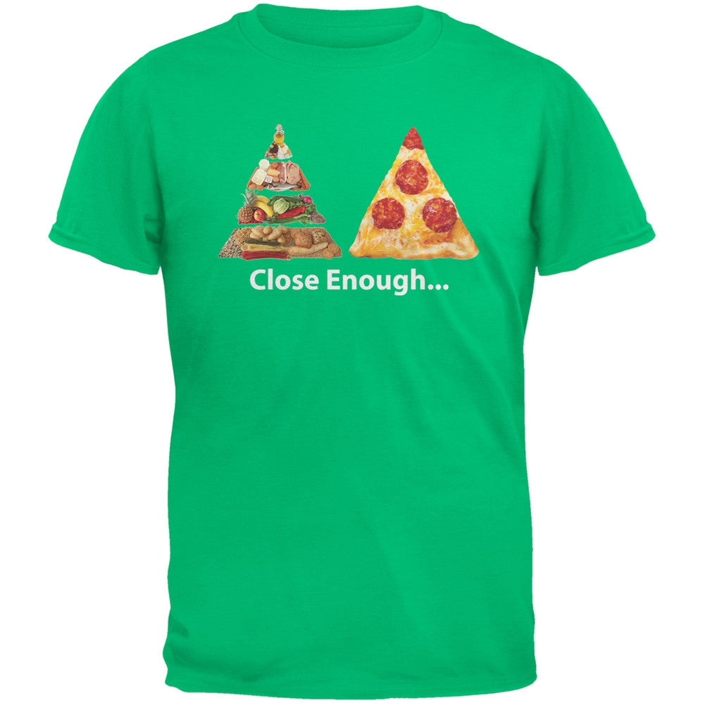 Close Enough Food Pyramid And Pizza Green Adult T-Shirt Men's T-Shirts Old Glory 2XL Green 