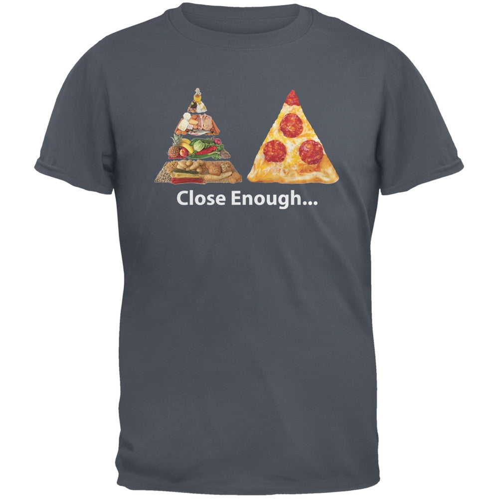 Close Enough Food Pyramid And Pizza Grey Adult T-Shirt Men's T-Shirts Old Glory 2XL Grey 