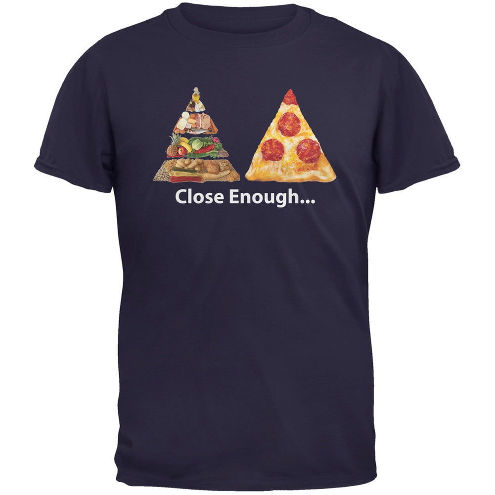 Close Enough Food Pyramid And Pizza Navy Adult T-Shirt Men's T-Shirts Old Glory 2XL Blue 