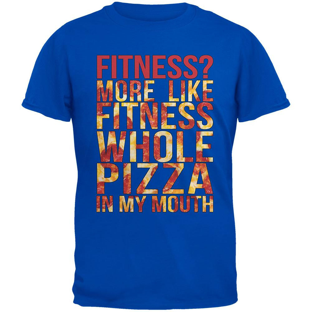 Fitness Whole Pizza In My Mouth Royal Adult T-Shirt Men's T-Shirts Old Glory 2XL Blue 