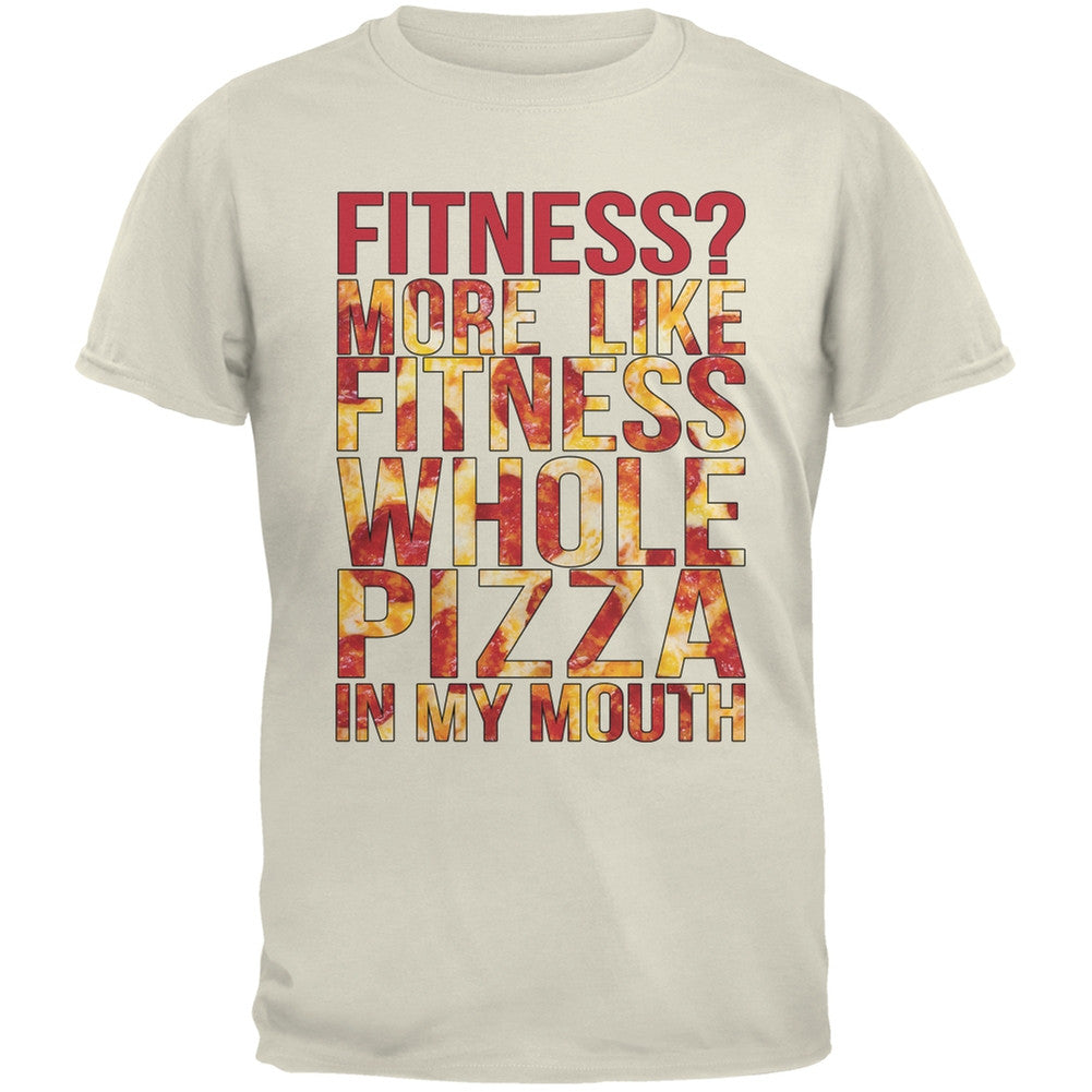 Fitness Whole Pizza In My Mouth Tan Adult T-Shirt Men's T-Shirts Old Glory 2XL Beige 