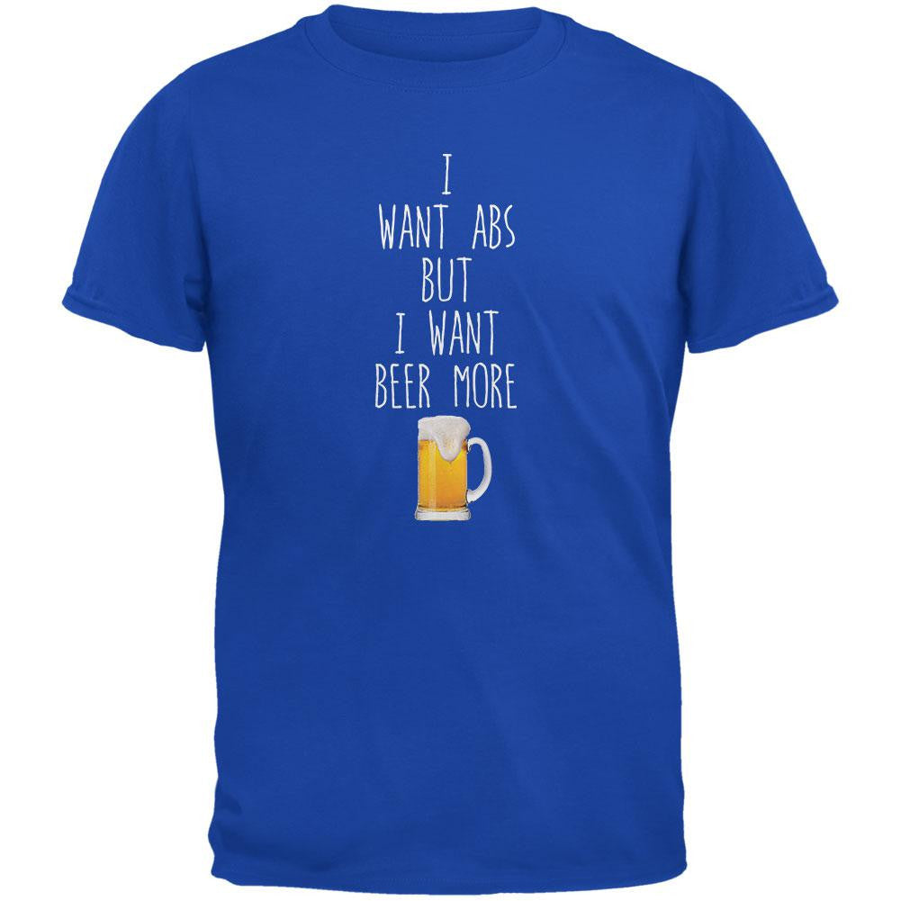 I Want Abs But I Want Beer More Royal Adult T-Shirt Men's T-Shirts Old Glory SM Blue 