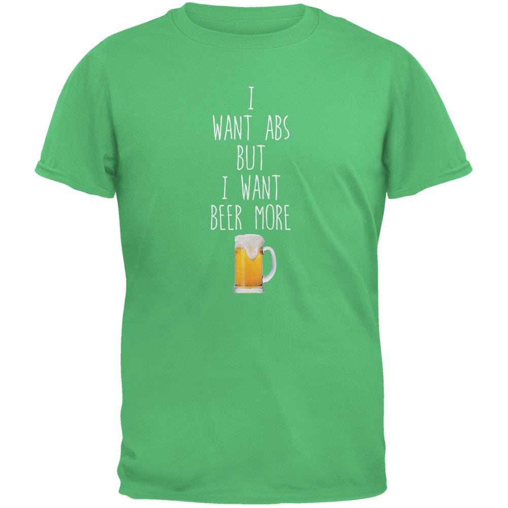 I Want Abs But I Want Beer More Green Adult T-Shirt Men's T-Shirts Old Glory SM Green 