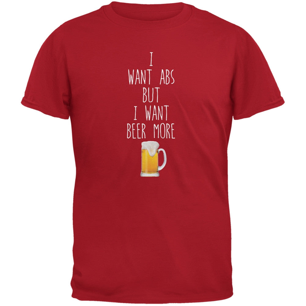 I Want Abs But I Want Beer More Red Adult T-Shirt Men's T-Shirts Old Glory SM Red 