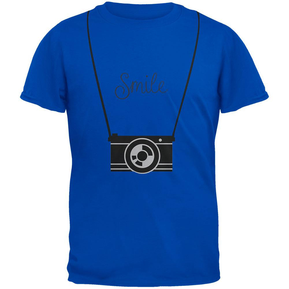 Smile Hanging Camera Blue Adult T-Shirt Men's T-Shirts Old Glory   