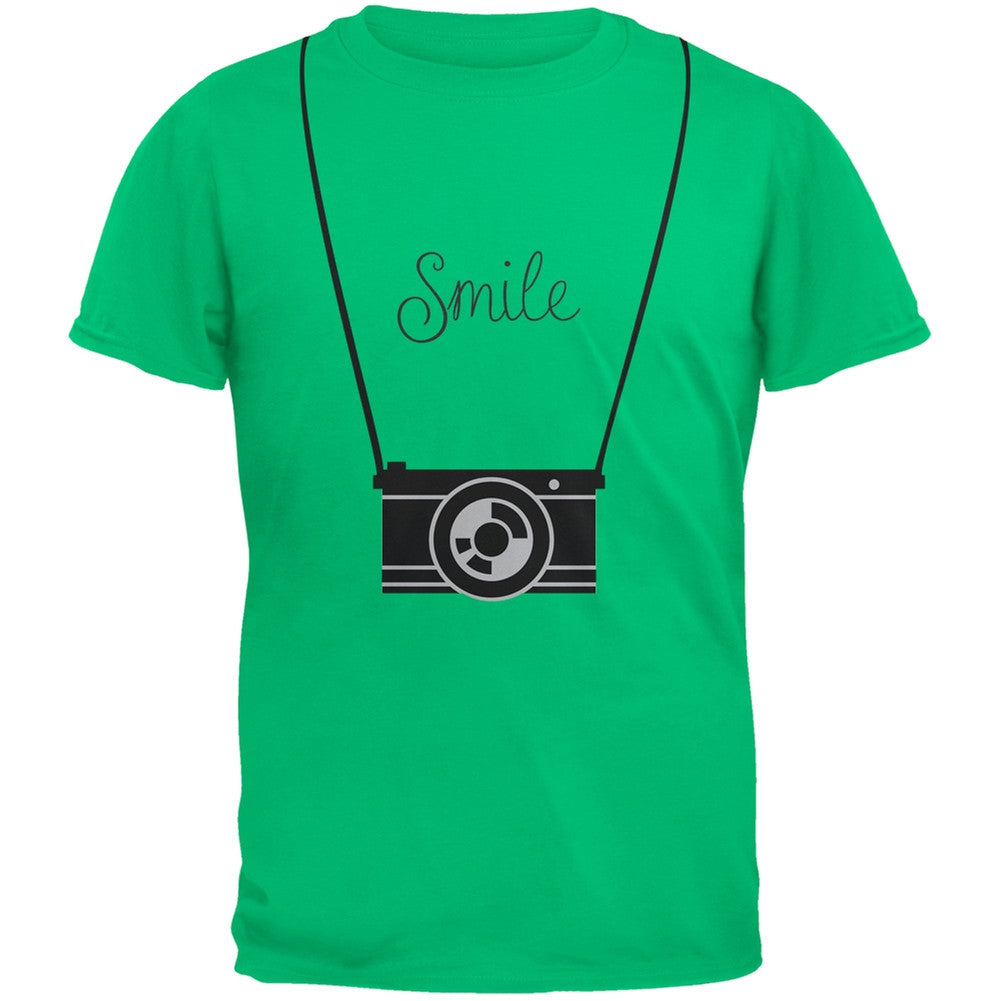 Smile Hanging Camera Blue Adult T-Shirt Men's T-Shirts Old Glory   