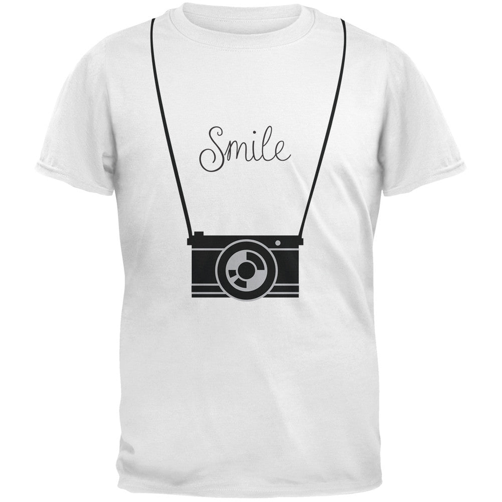 Smile Hanging Camera Blue Adult T-Shirt Men's T-Shirts Old Glory   