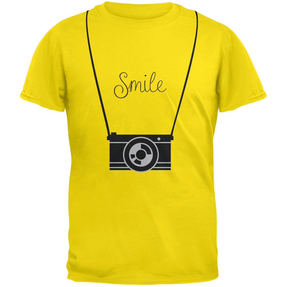 Smile Hanging Camera Blue Adult T-Shirt Men's T-Shirts Old Glory   