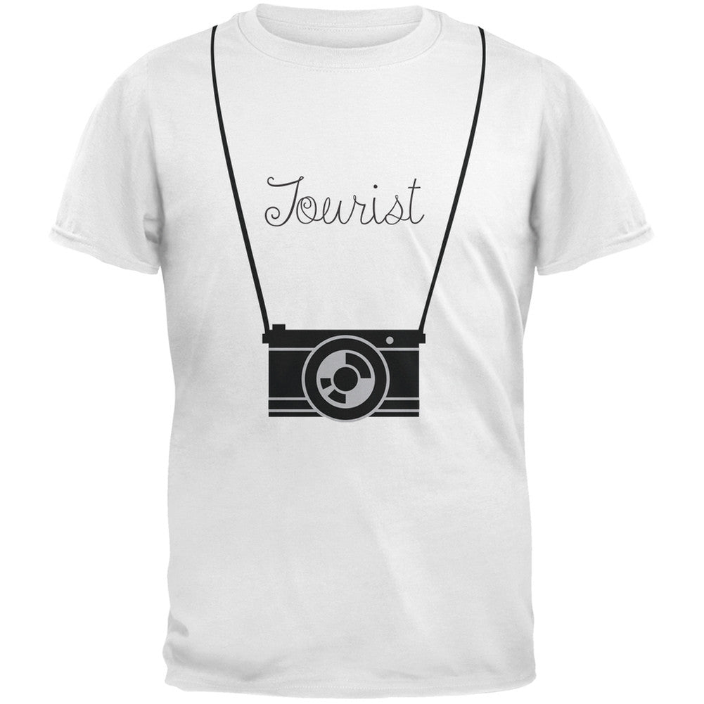 Tourist Hanging Camera Blue Adult T-Shirt Men's T-Shirts Old Glory   