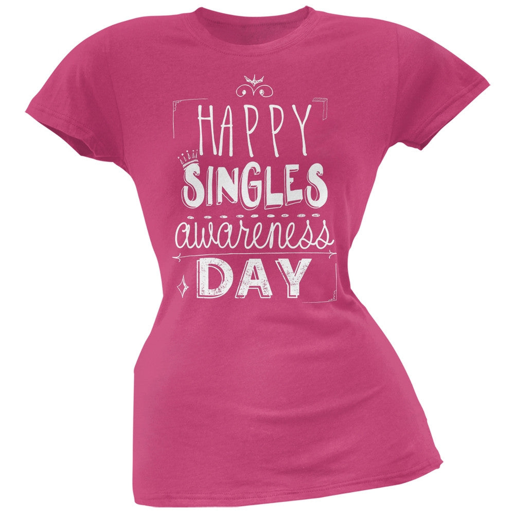 Happy Singles Awareness Day Black Soft Juniors T-Shirt Juniors T-Shirts Old Glory   