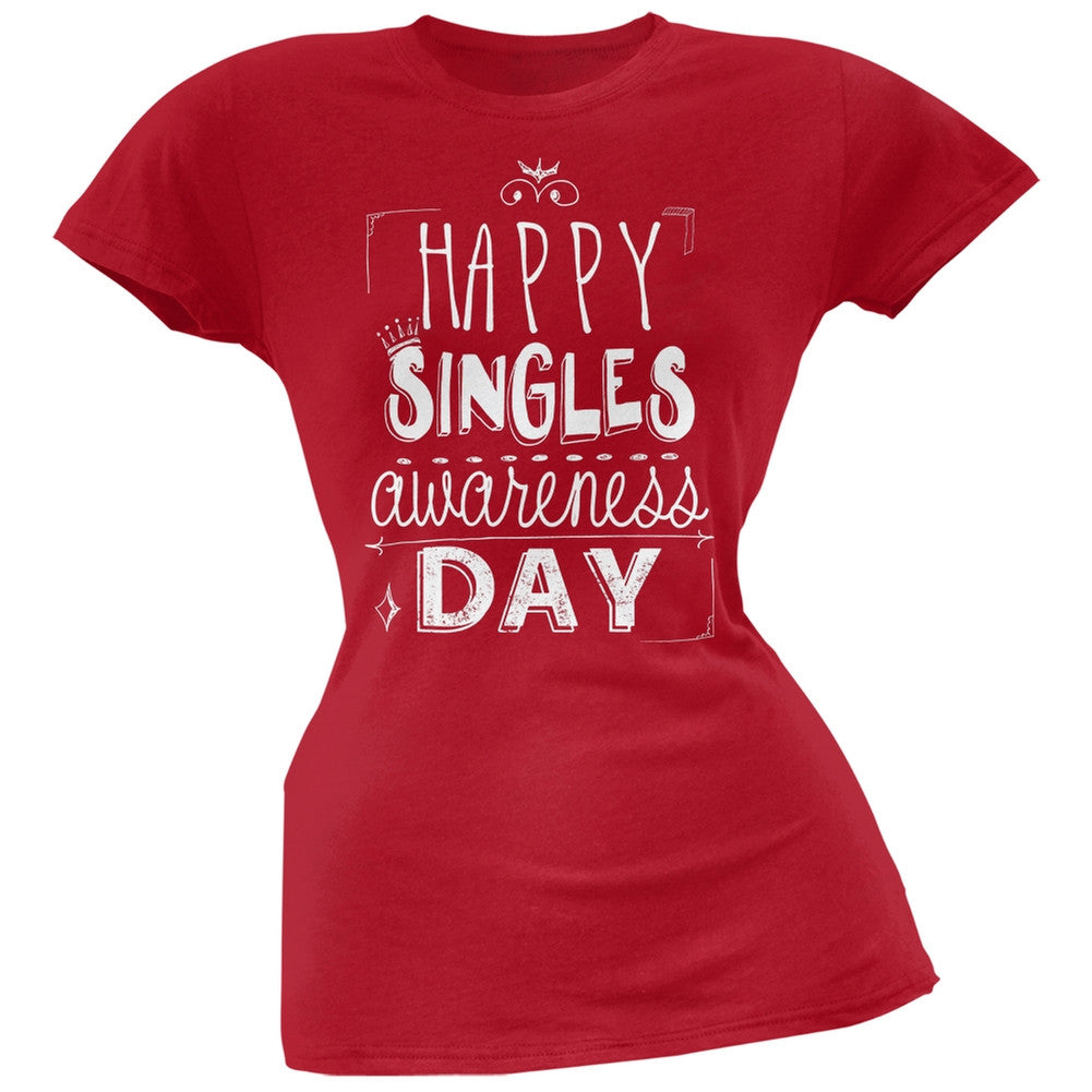 Happy Singles Awareness Day Black Soft Juniors T-Shirt Juniors T-Shirts Old Glory   