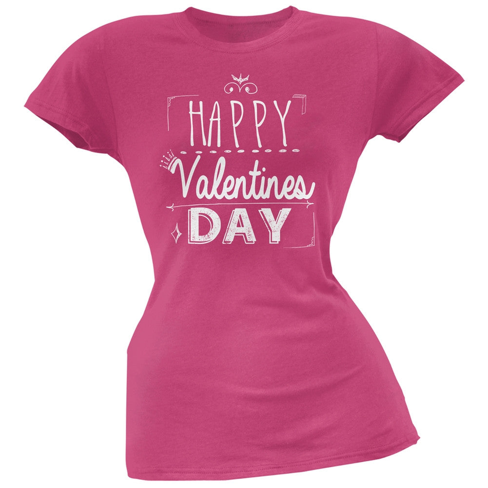 Happy Valentines Day Sign Black Soft Juniors T-Shirt Juniors T-Shirts Old Glory   