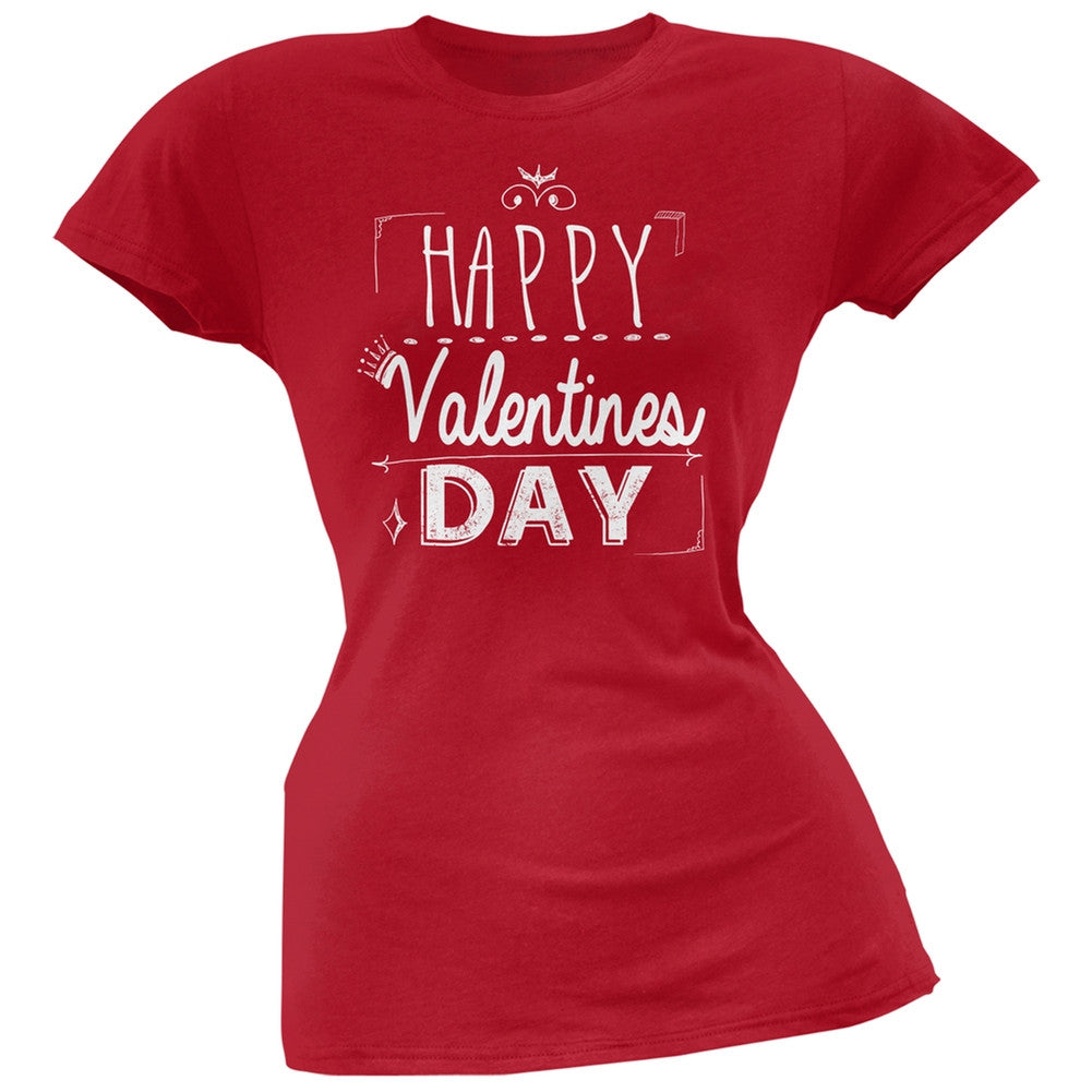 Happy Valentines Day Sign Black Soft Juniors T-Shirt Juniors T-Shirts Old Glory   