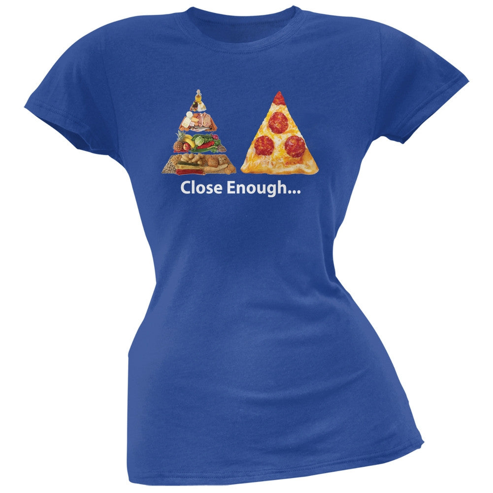 Close Enough Food Pyramid And Pizza Blue Soft Juniors T-Shirt Juniors T-Shirts Old Glory 2XL Blue 