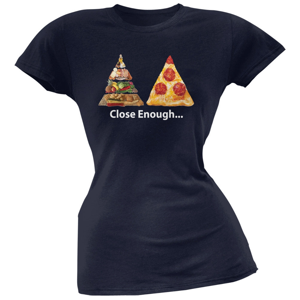 Close Enough Food Pyramid And Pizza Navy Soft Juniors T-Shirt Juniors T-Shirts Old Glory 2XL Blue 