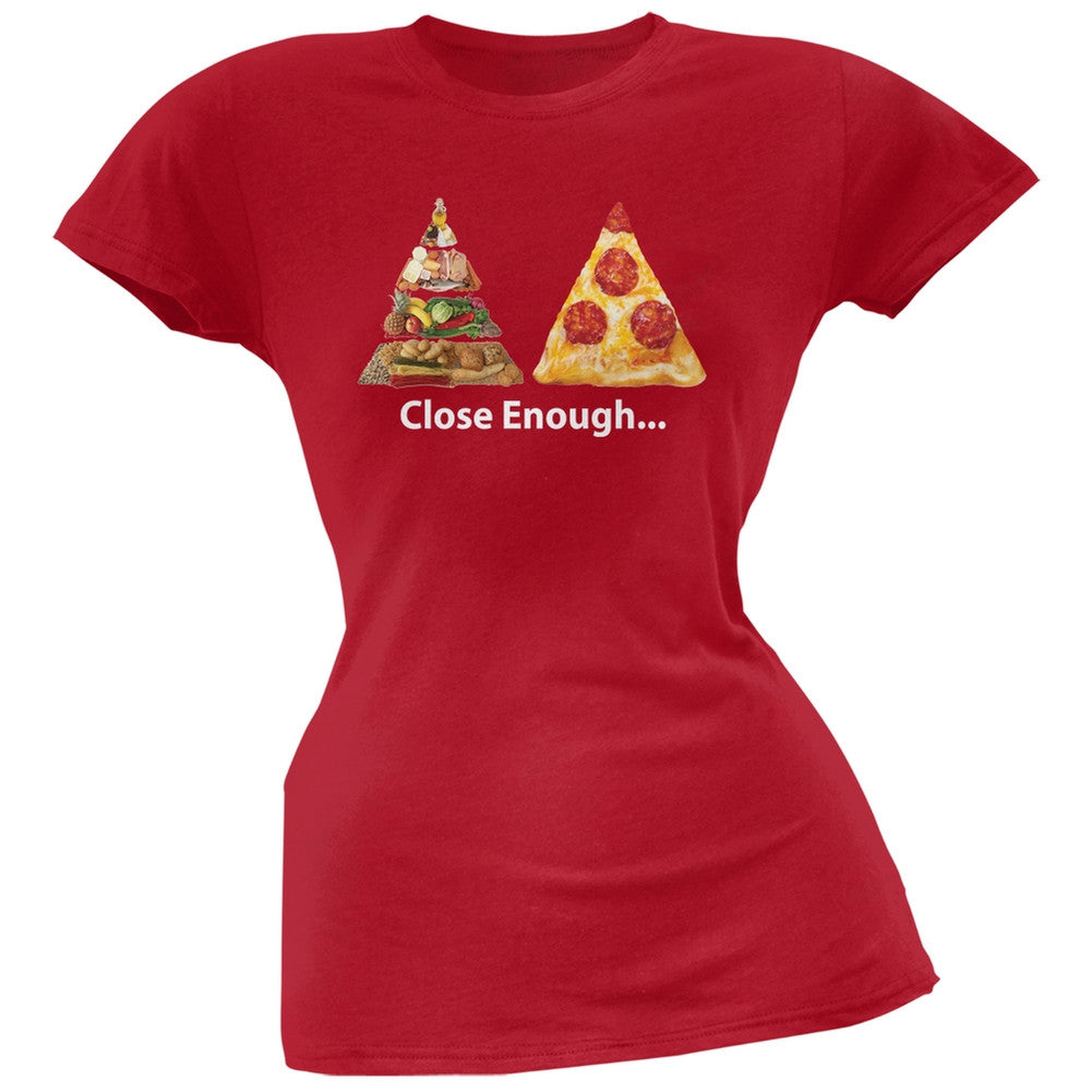 Close Enough Food Pyramid And Pizza Red Soft Juniors T-Shirt Juniors T-Shirts Old Glory 2XL Red 