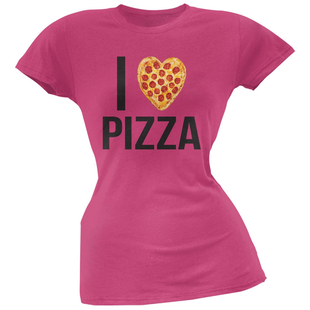 I Heart Pepperoni Pizza Pink Soft Juniors T-Shirt Juniors T-Shirts Old Glory 2XL Pink 