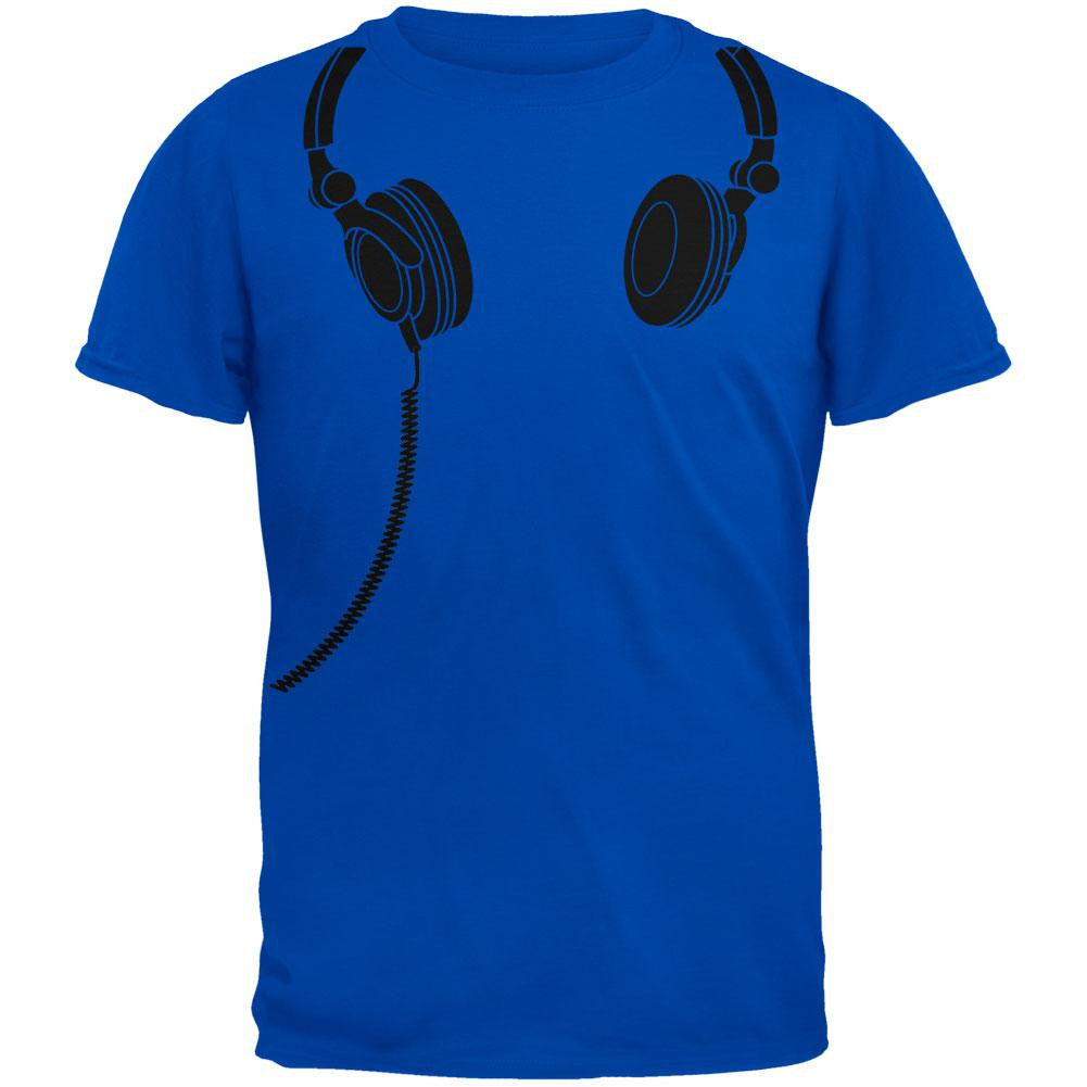 Headphones Blue Adult T-Shirt Men's T-Shirts Old Glory   