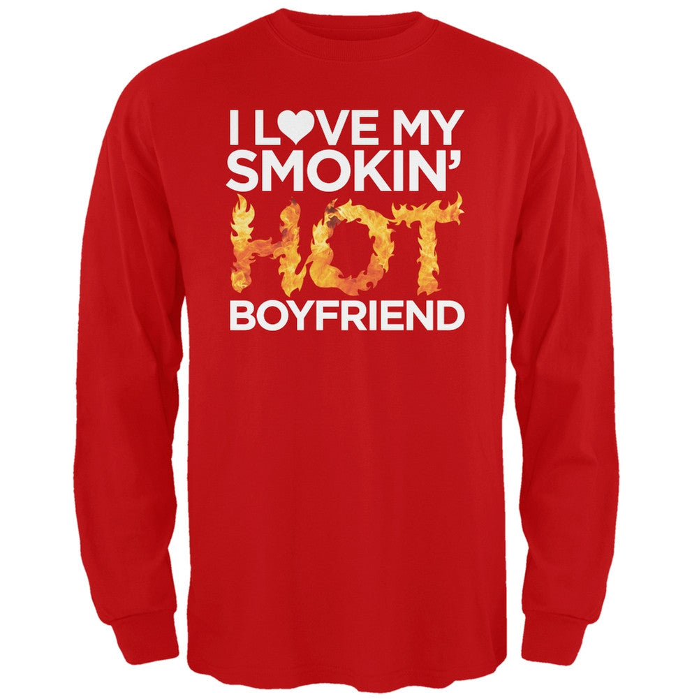 I Love My Smokin Hot Boyfriend Black Adult Long Sleeve T-Shirt Men's Long Sleeves Old Glory   