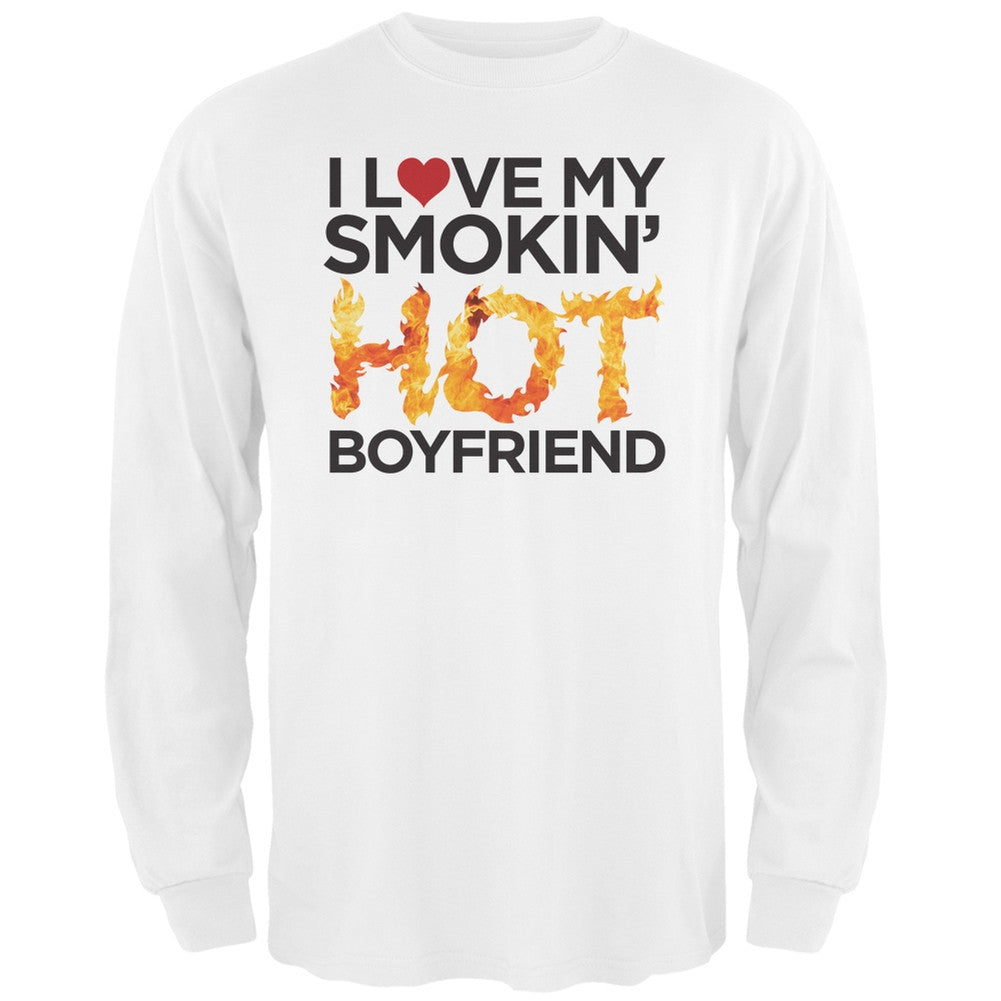 I Love My Smokin Hot Boyfriend Black Adult Long Sleeve T-Shirt Men's Long Sleeves Old Glory   