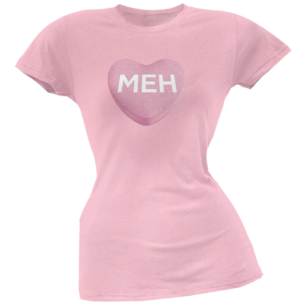 Meh Candy Heart Black Soft Juniors T-Shirt Juniors T-Shirts Old Glory   