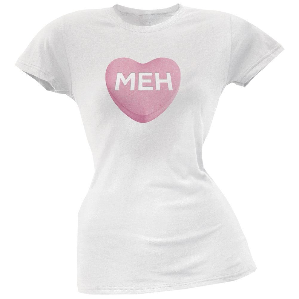 Meh Candy Heart Black Soft Juniors T-Shirt Juniors T-Shirts Old Glory   