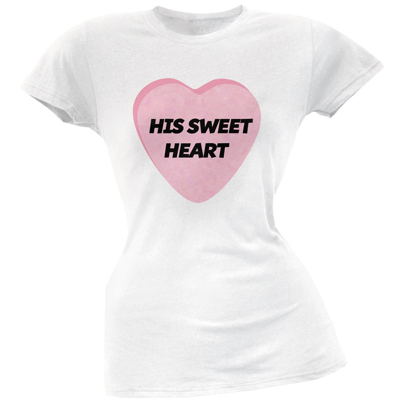 Valentine's Day His Sweetheart Black Soft Juniors T-Shirt Juniors T-Shirts Old Glory   