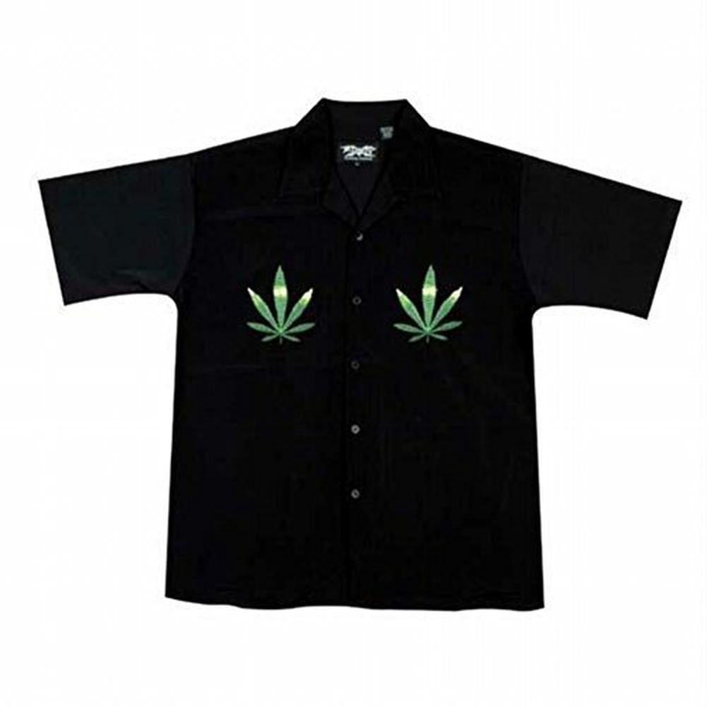 Embroidered Cannabis Club Shirt Men's Club Shirts Old Glory LG Black 
