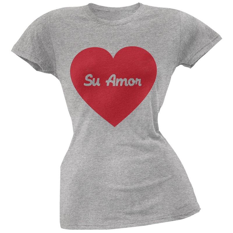 Valentine's Day Su Amor Black Soft Juniors T-Shirt Juniors T-Shirts Old Glory   