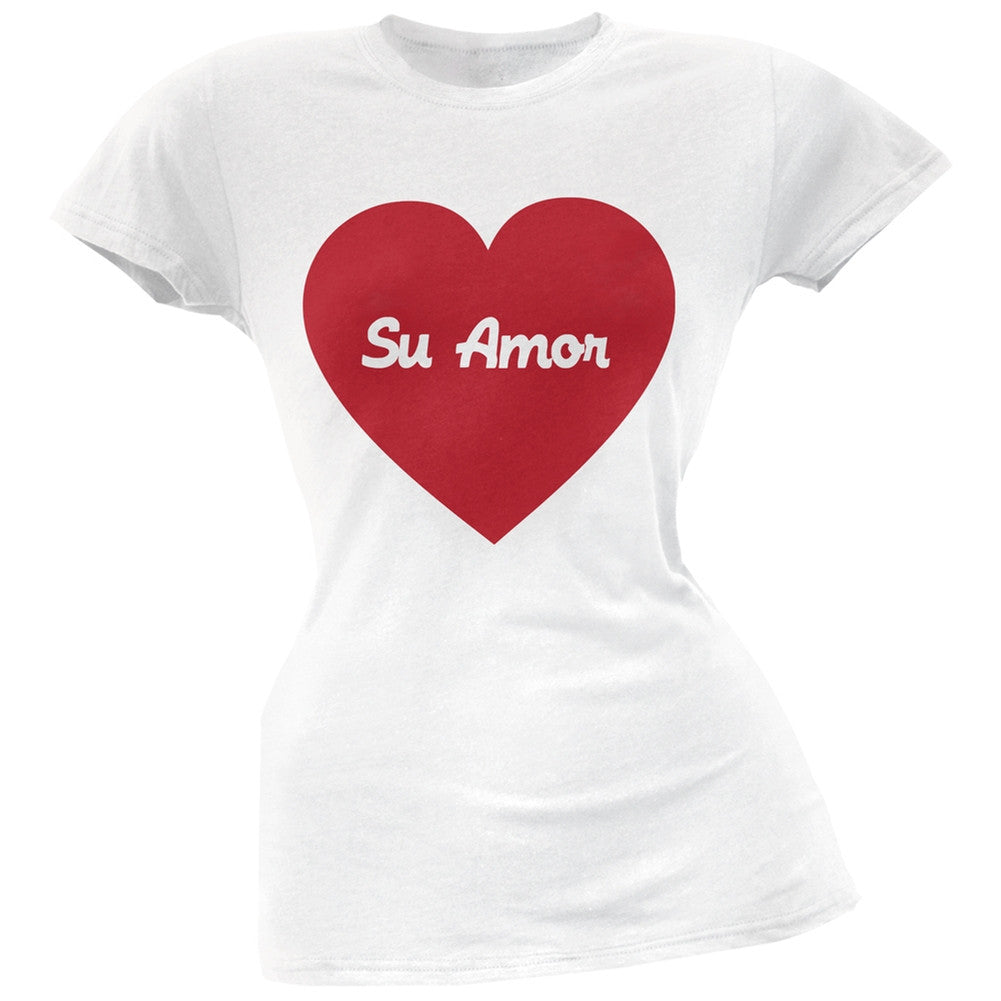 Valentine's Day Su Amor Black Soft Juniors T-Shirt Juniors T-Shirts Old Glory   