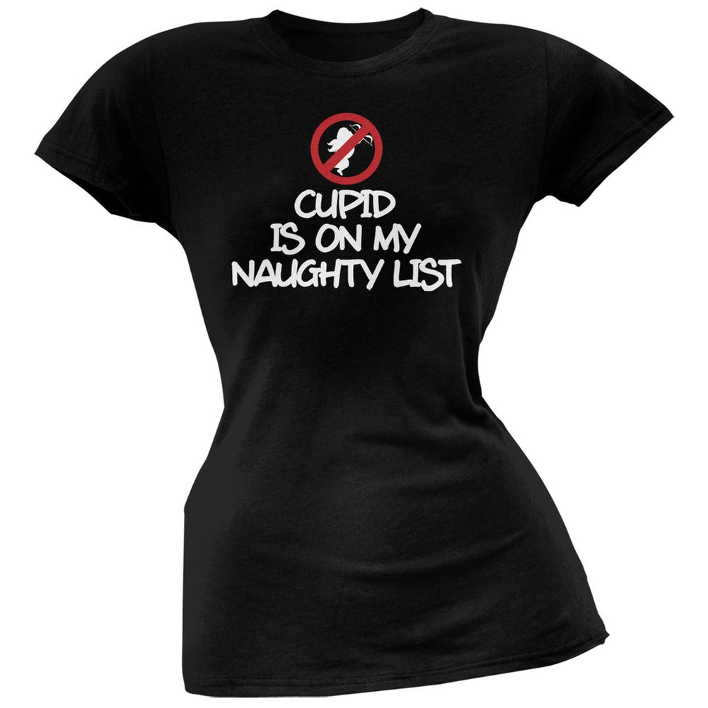 Cupid is on My Naughty List Black Soft Juniors T-Shirt Juniors T-Shirts Old Glory   