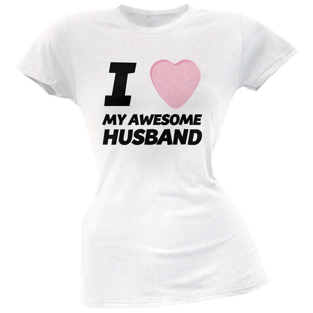 I Love My Awesome Husband Candy Heart Black Soft Juniors T-Shirt Juniors T-Shirts Old Glory   