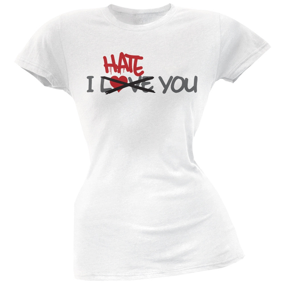 I Hate You Black Soft Juniors T-Shirt Juniors T-Shirts Old Glory   