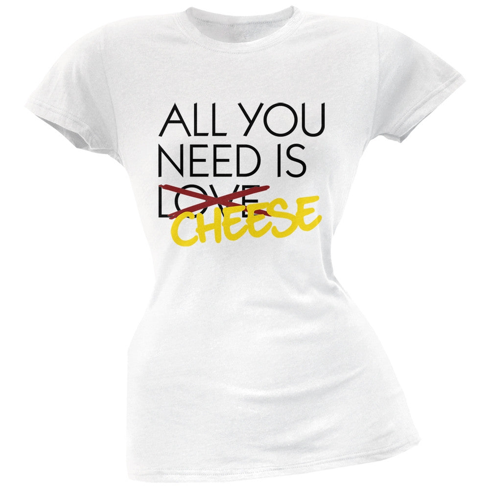 All You Need is Cheese, Not Love Black Soft Juniors T-Shirt Juniors T-Shirts Old Glory   